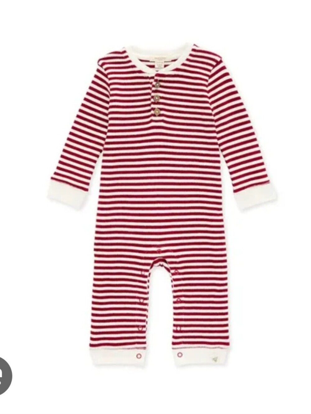 Burts Bees Baby Striped Red and White Kids One-Piece Romper Size 6-9 Months